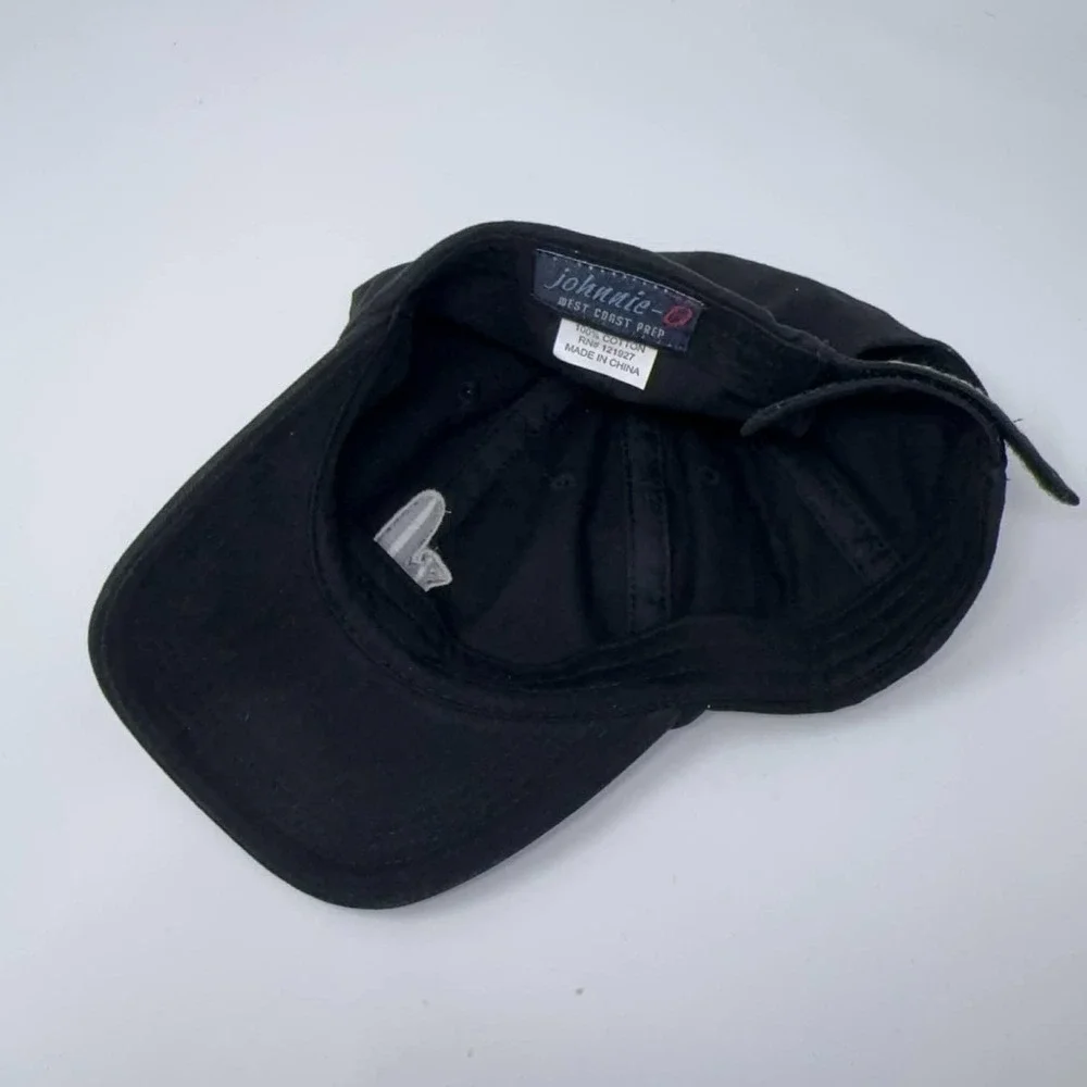 Johnny-O Hat Black 3D Embroidered Logo Surfing Adjustable Hat West Coast Prep